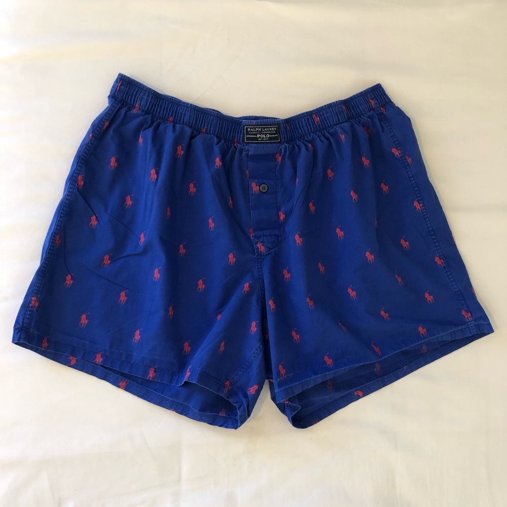 Polo by Ralph Lauren Blue Boxer Shorts with Red Pony Motif